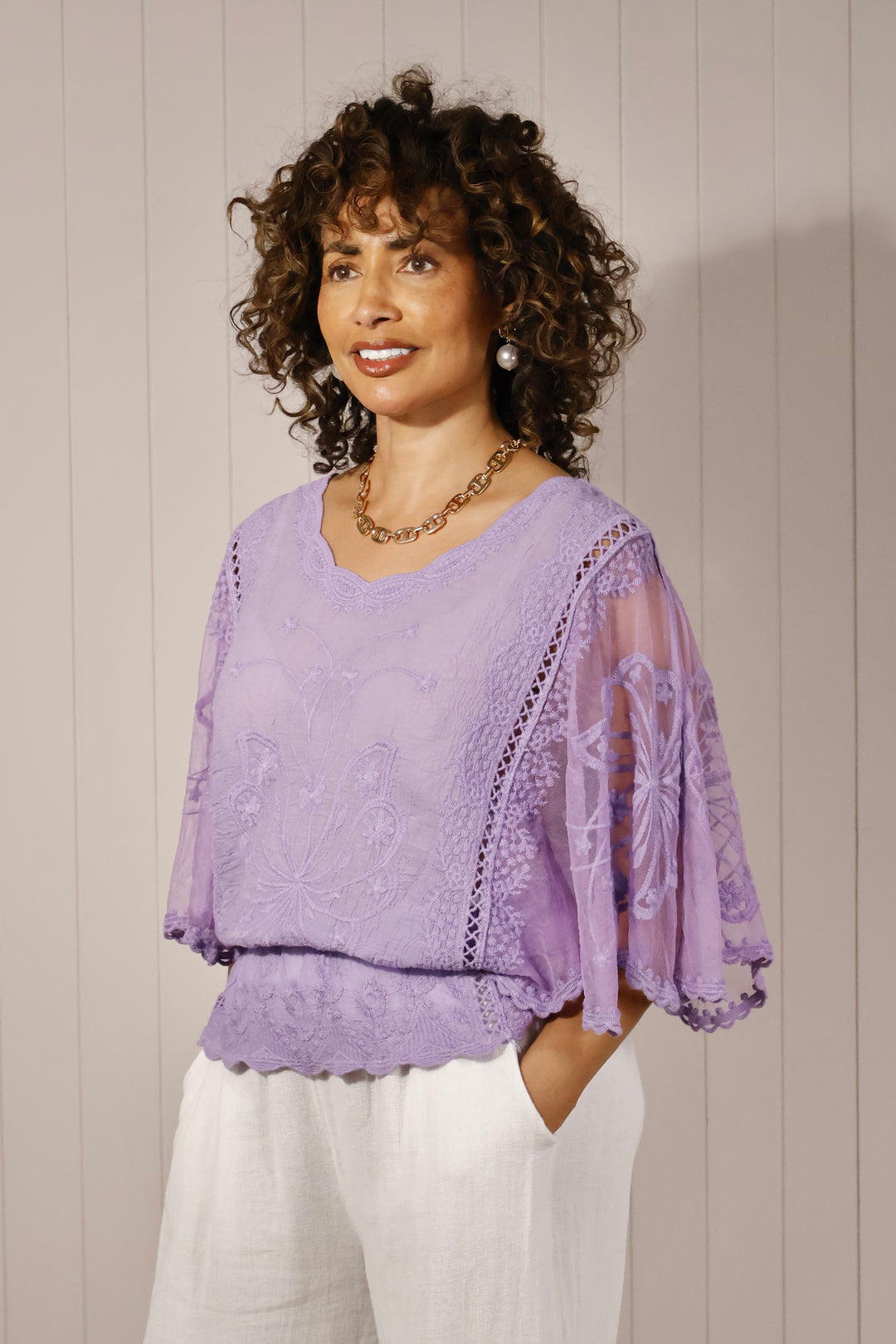 Sasha Sheer Top Lilac