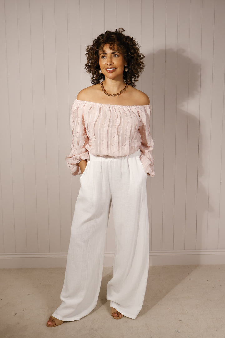 Ivy Shirred Top Blush