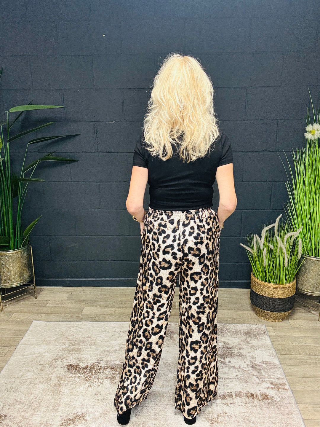 Larita Leopard Silky Trousers Beige