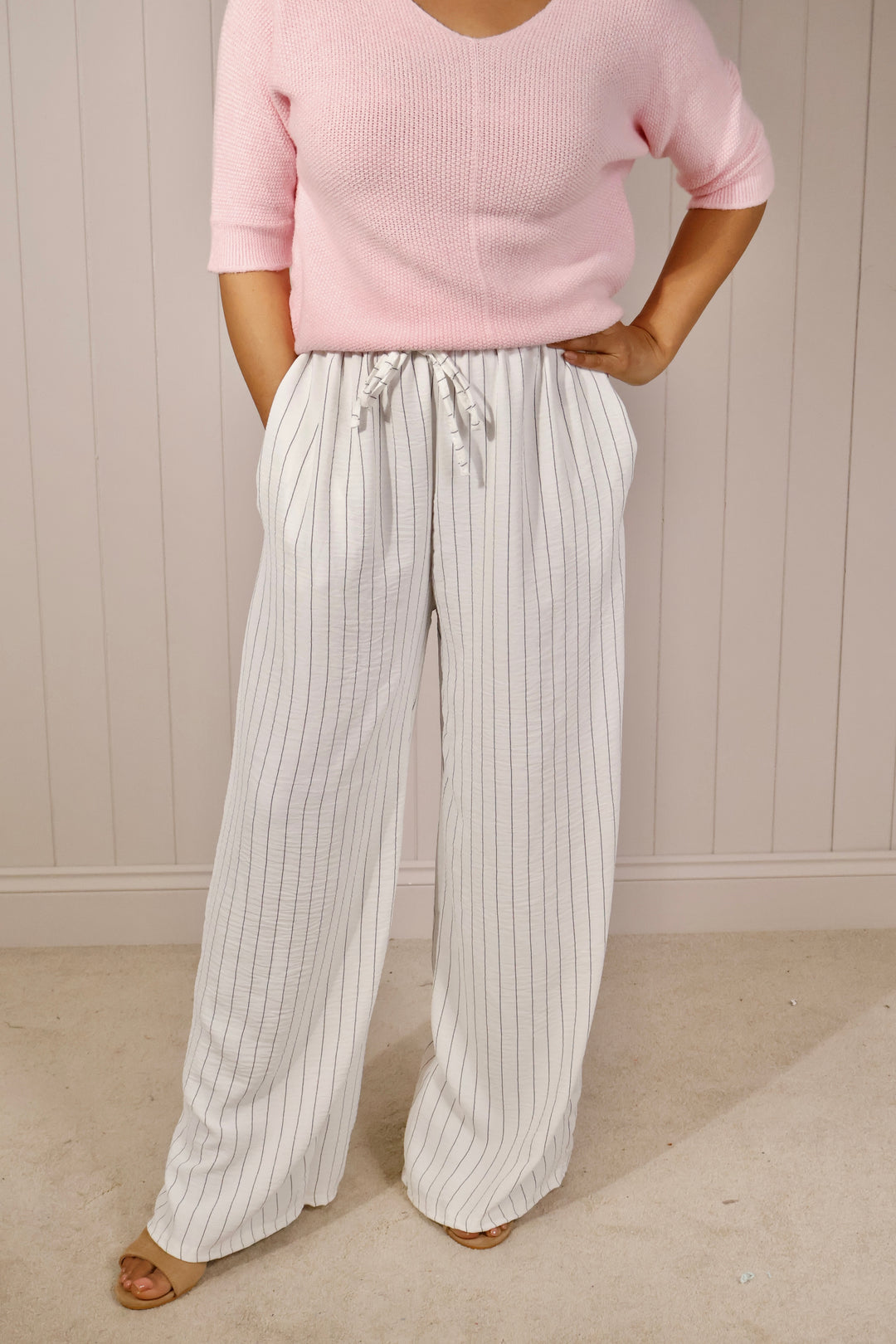 Avery Pinstripe Trousers White