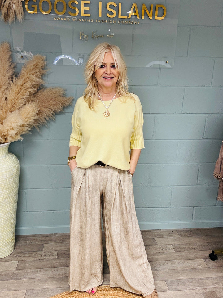 Domenica Wide Leg Trousers Sand
