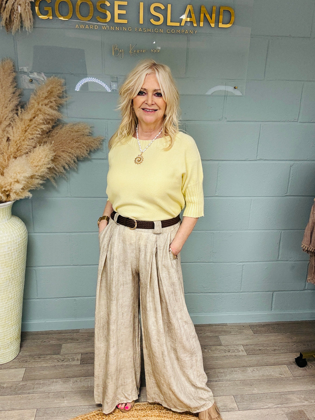 Domenica Wide Leg Trousers Sand