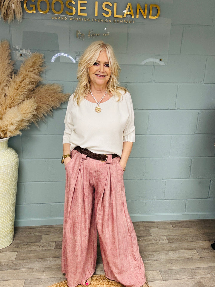Domenica Wide Leg Trousers Blush