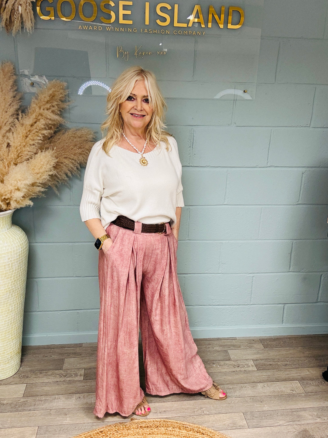 Domenica Wide Leg Trousers Blush