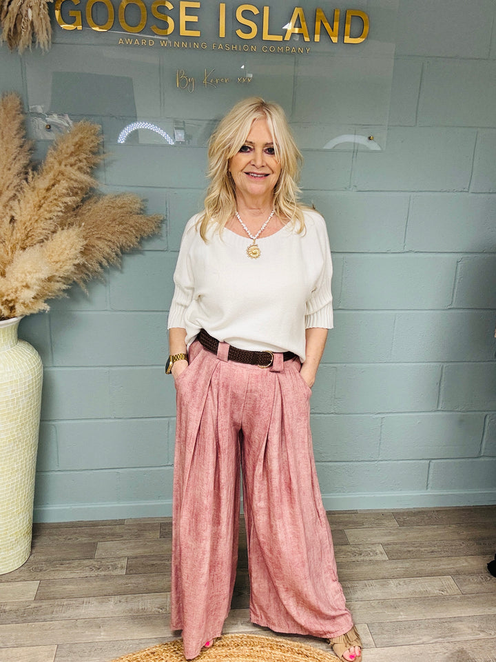 Domenica Wide Leg Trousers Blush