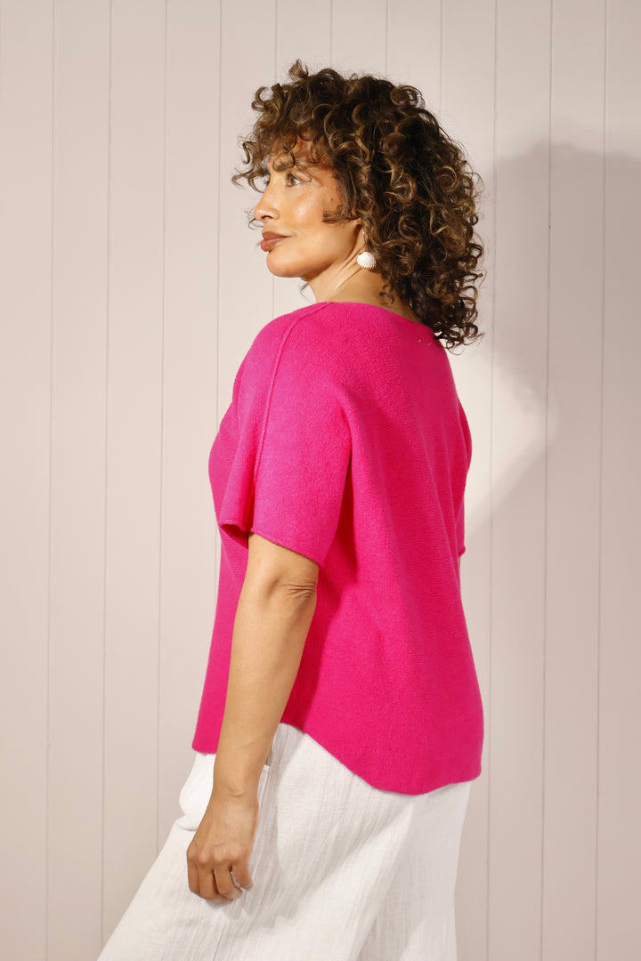 Arabella V Neck Top Fuchsia