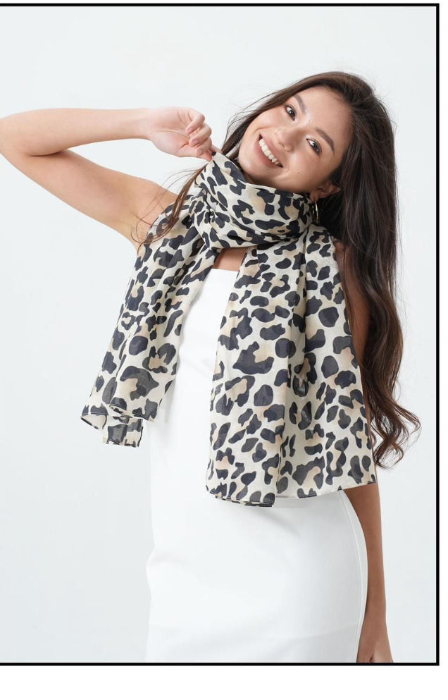 Black & Cream Print Scarf