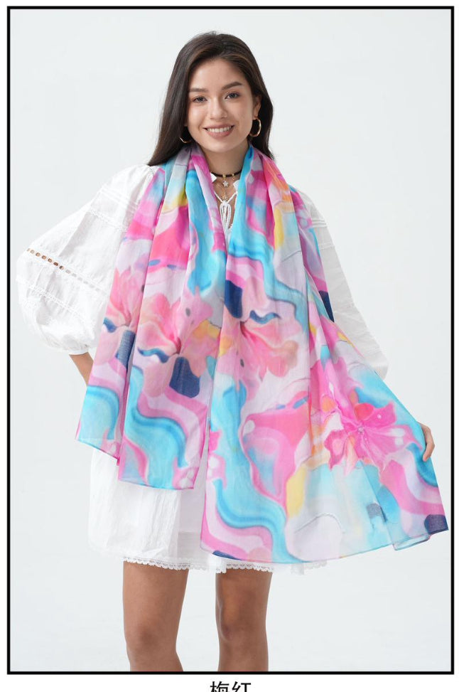 Abstract Flower Scarf Multi