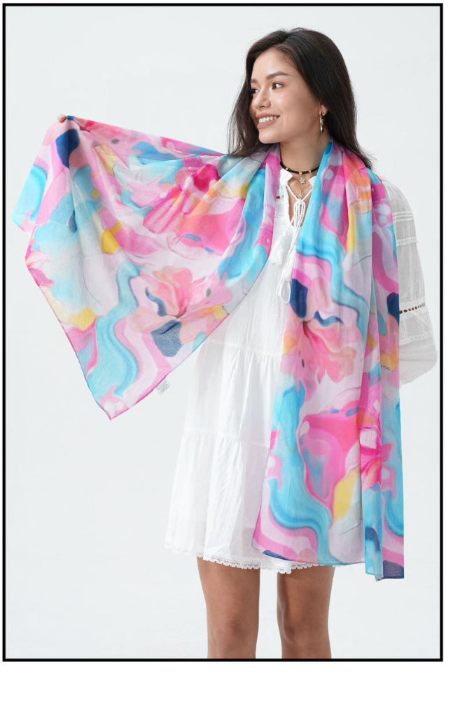 Abstract Flower Scarf Multi
