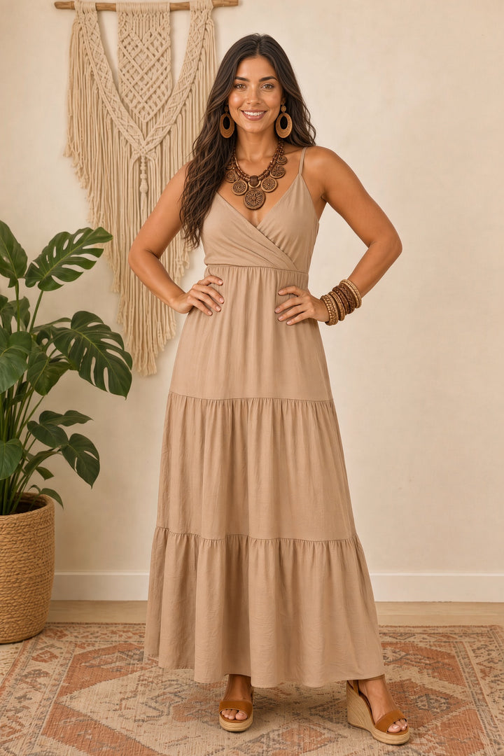 Lena Tiered Dress Mocha