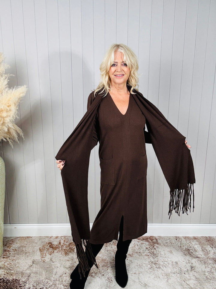 Henrietta Dress & Scarf Chocolate