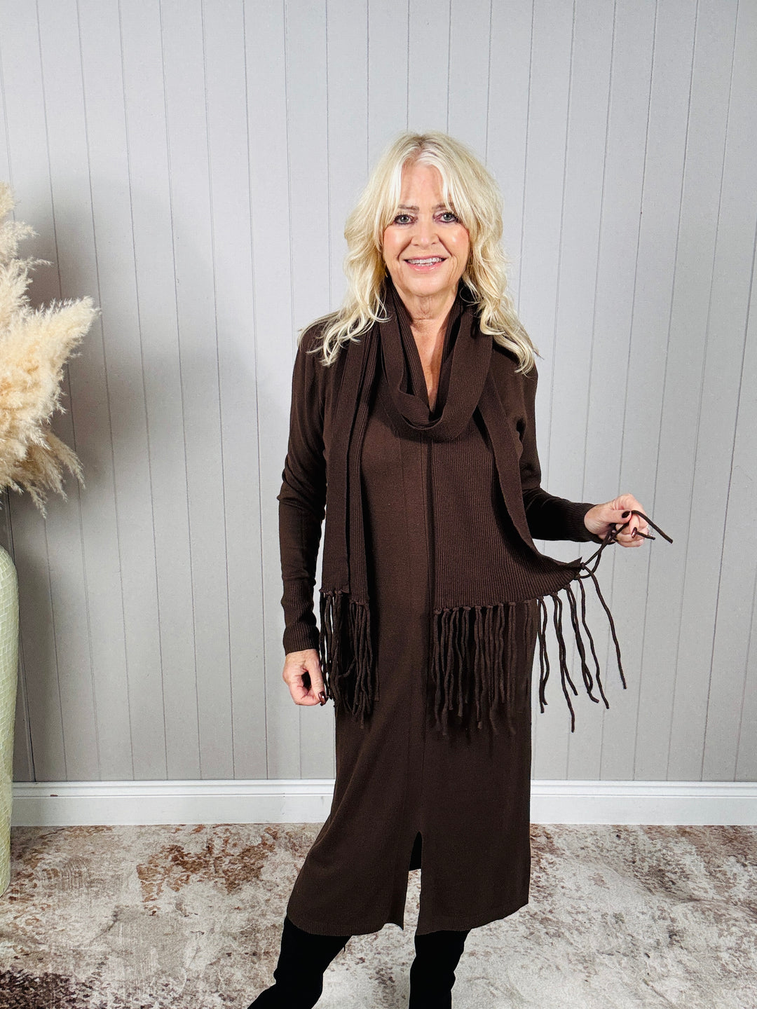 Henrietta Dress & Scarf Chocolate