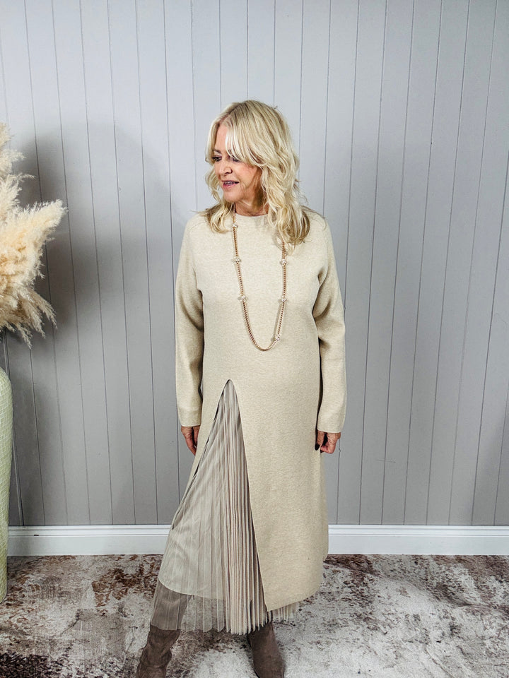 Ada Two Piece Dress Set Beige