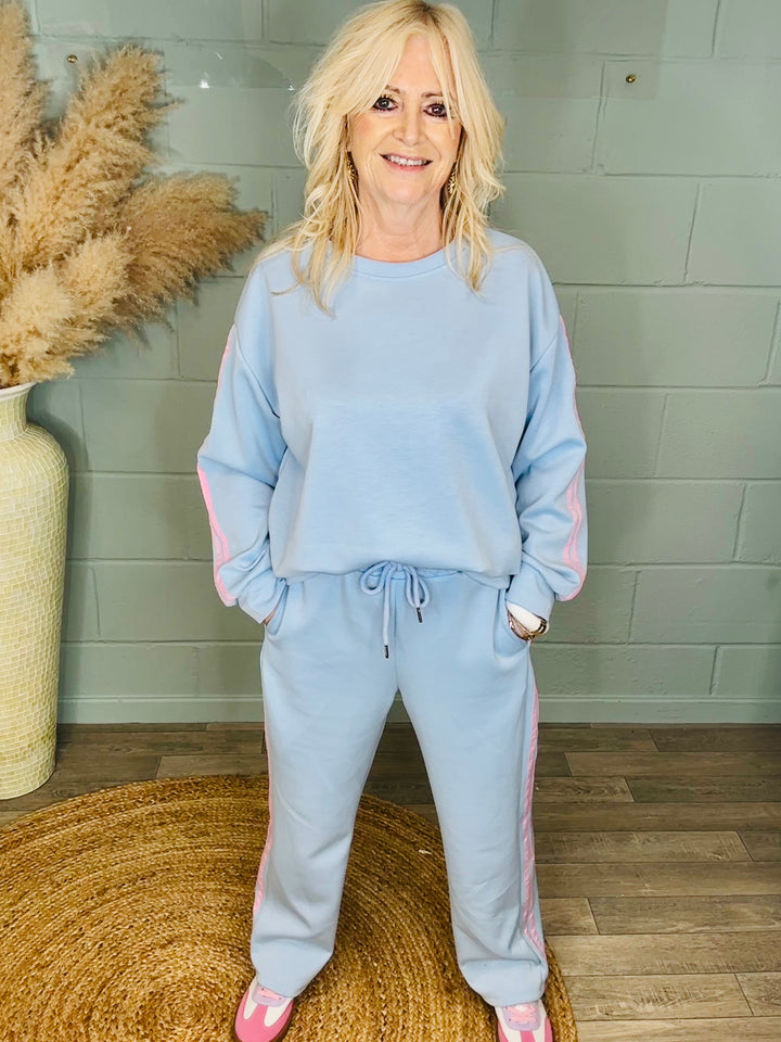 Stevie Stripe Leisure Suit Blue