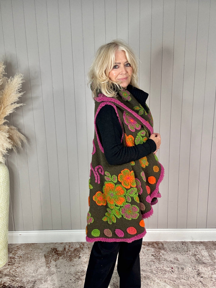 Aya Waterfall Waistcoat Khaki