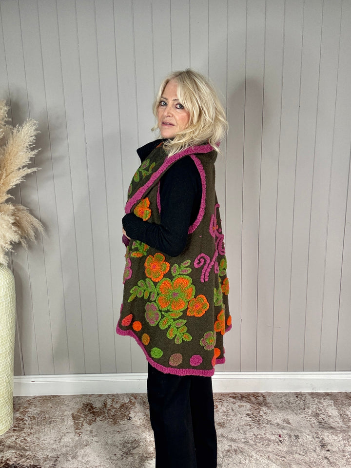 Aya Waterfall Waistcoat Khaki