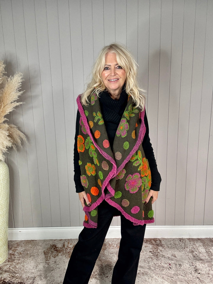 Aya Waterfall Waistcoat Khaki