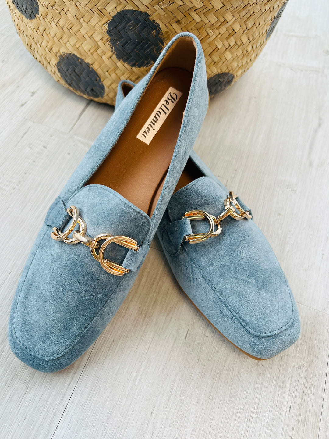 Faux Suede Buckle Blue loafers