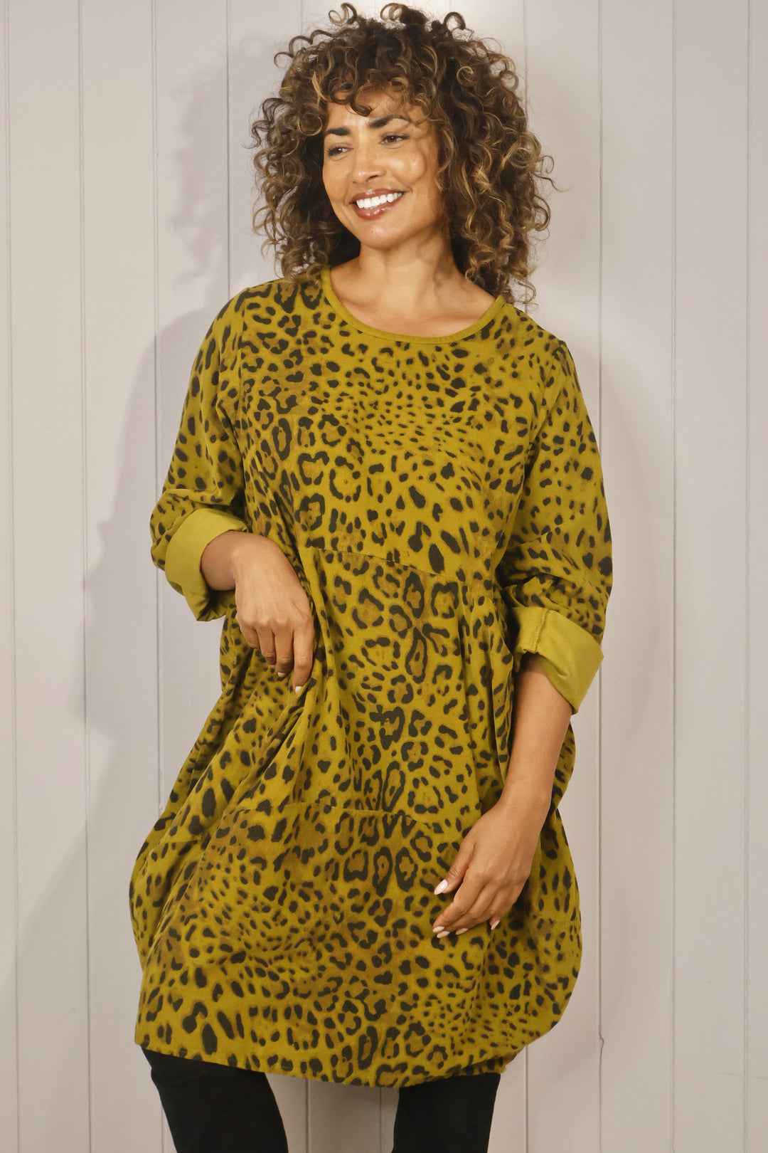 Carley Cord Leopard Tunic Wild Olive