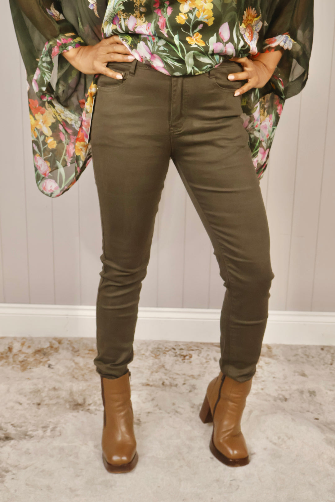 Cora Stretch Jeans Khaki