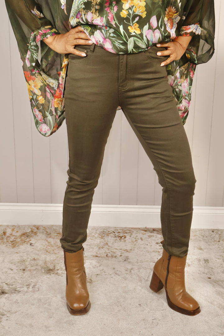 Cora Stretch Jeans Khaki