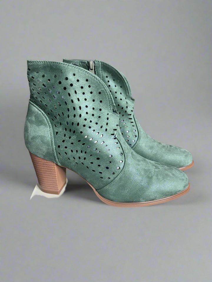 Cutaway Cowboy Ankle Boots Khaki