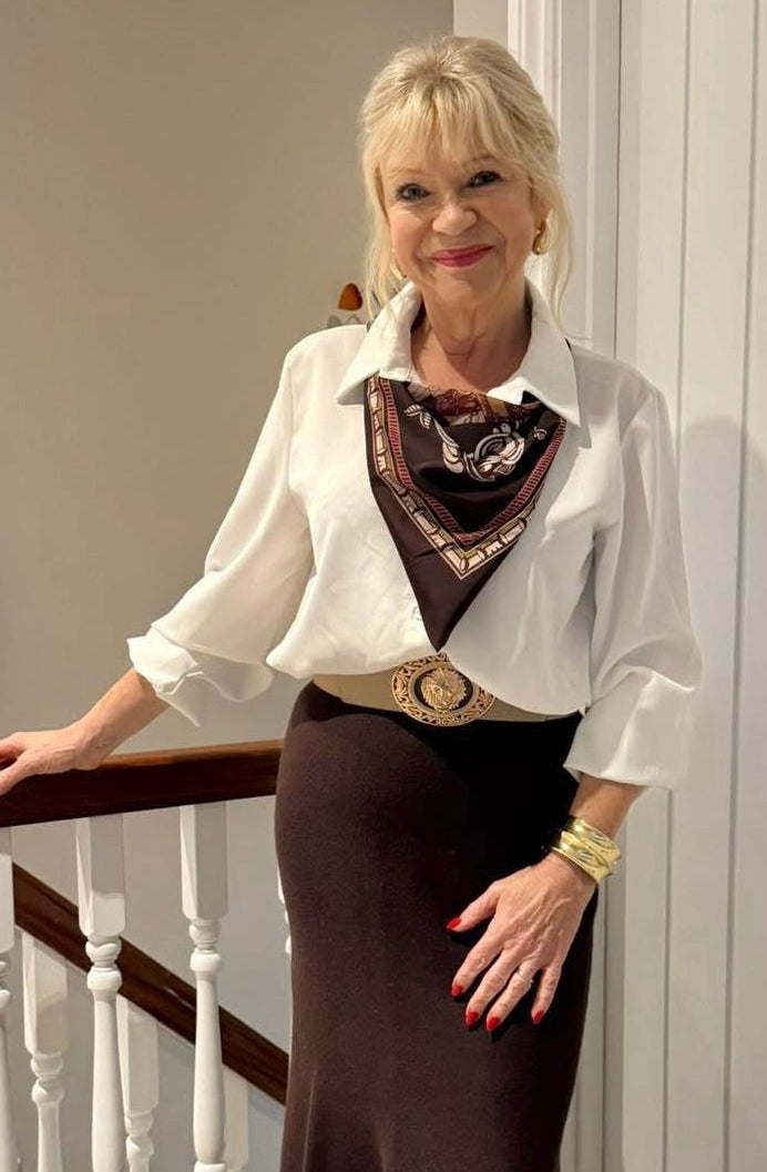 Renata Blouse & Scarf White