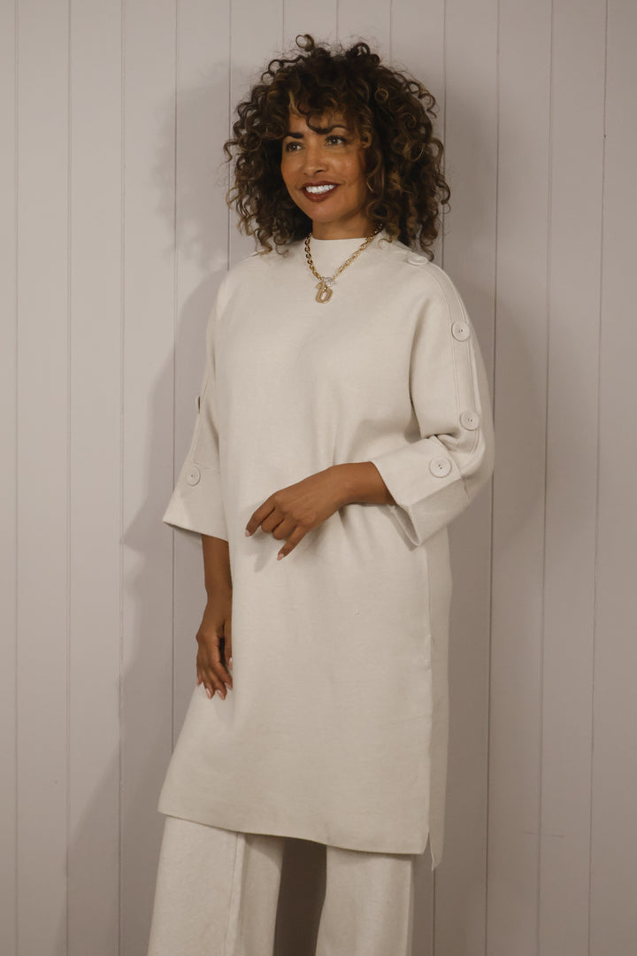 Bella Button Sleeve Tunic Dress