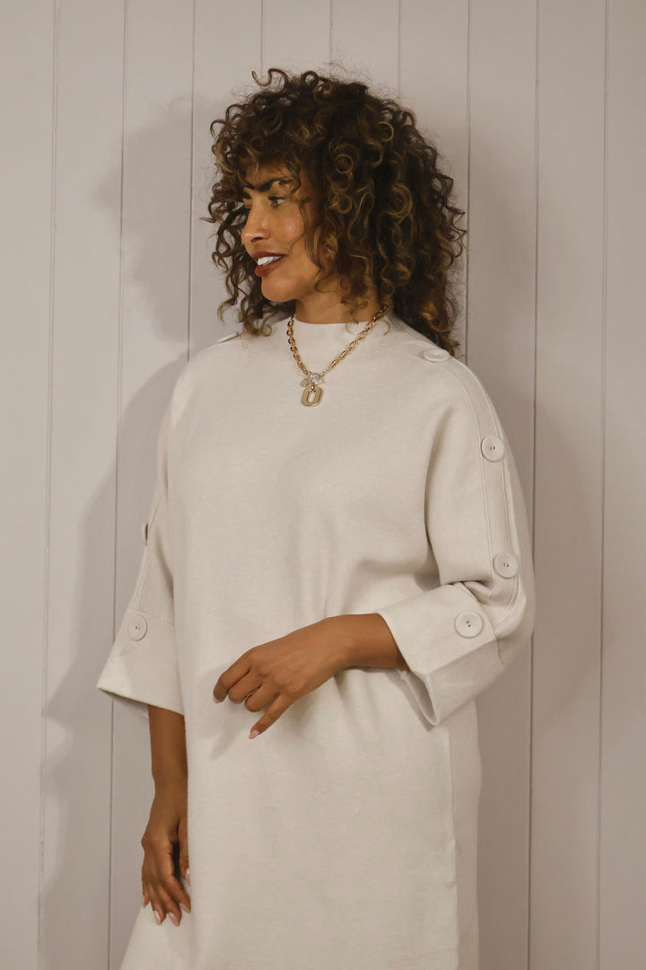 Bella Button Sleeve Tunic Dress