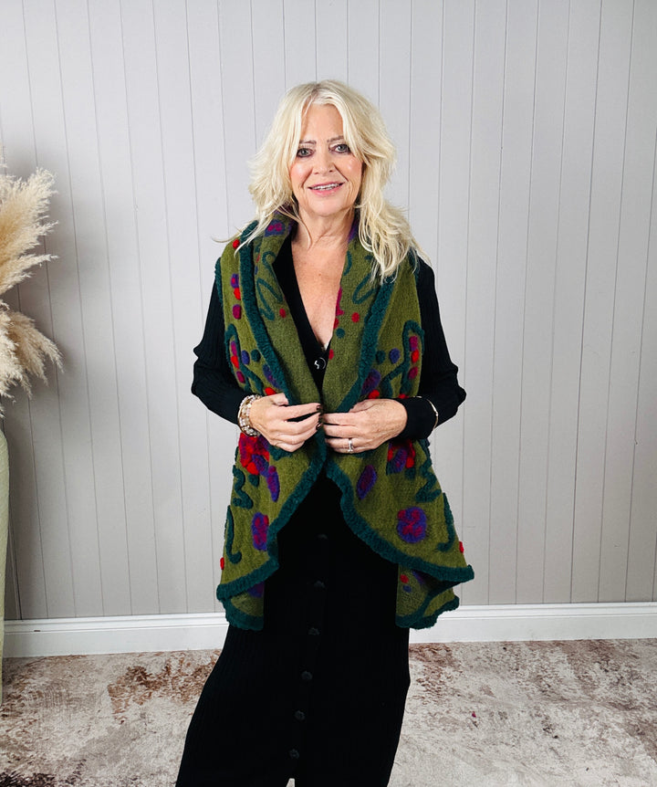 Aya Waterfall Waistcoat Olive