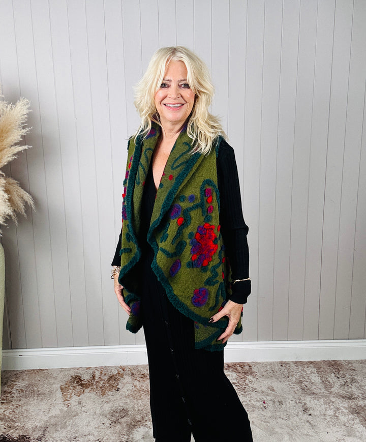 Aya Waterfall Waistcoat Olive