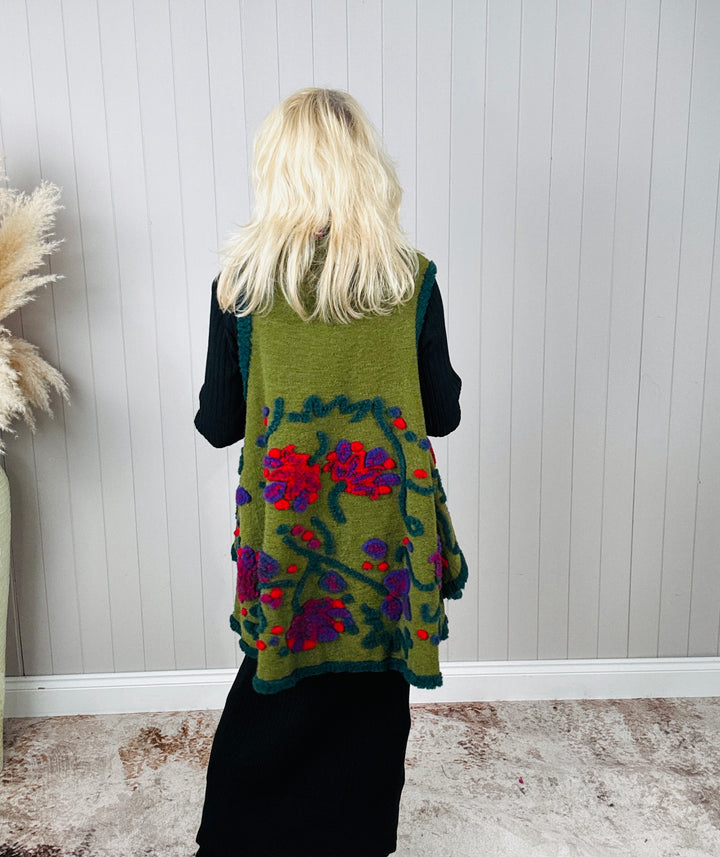 Aya Waterfall Waistcoat Olive