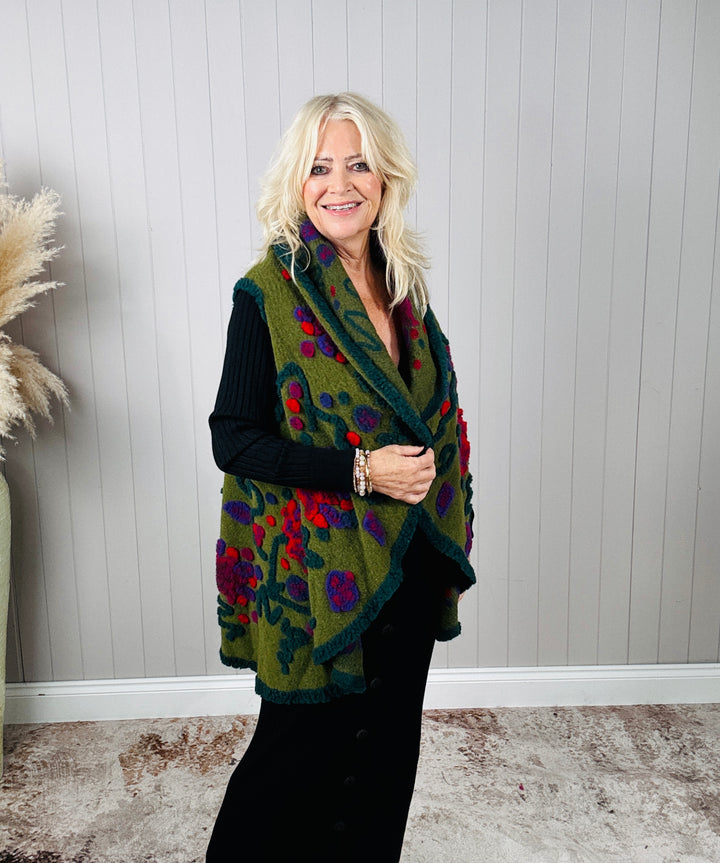 Aya Waterfall Waistcoat Olive