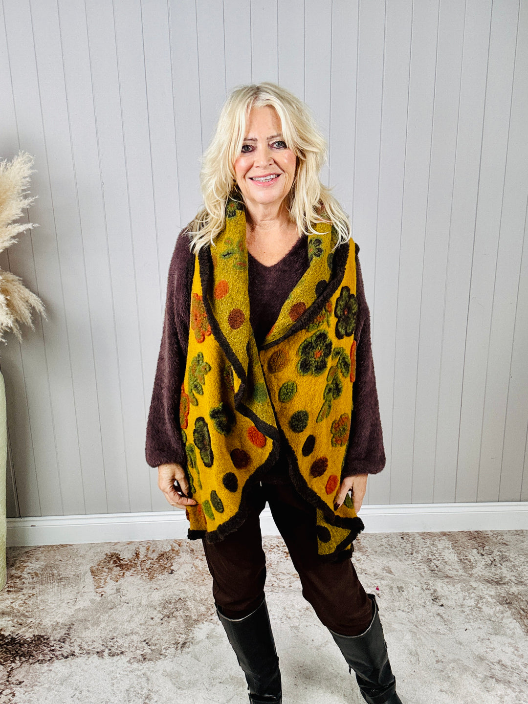 Aya Waterfall Waistcoat Mustard