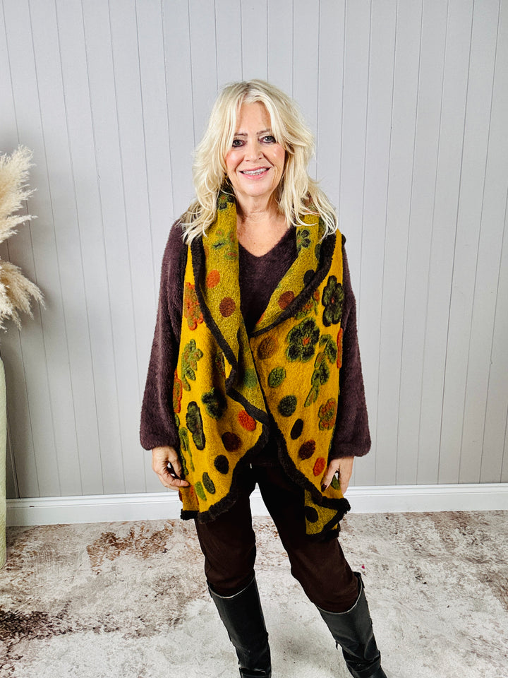 Aya Waterfall Waistcoat Mustard