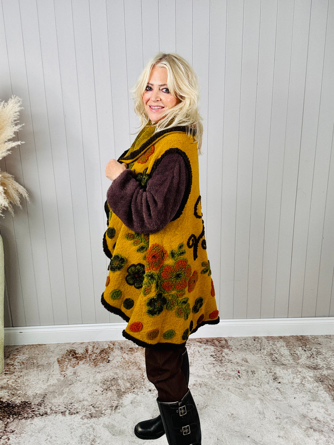 Aya Waterfall Waistcoat Mustard