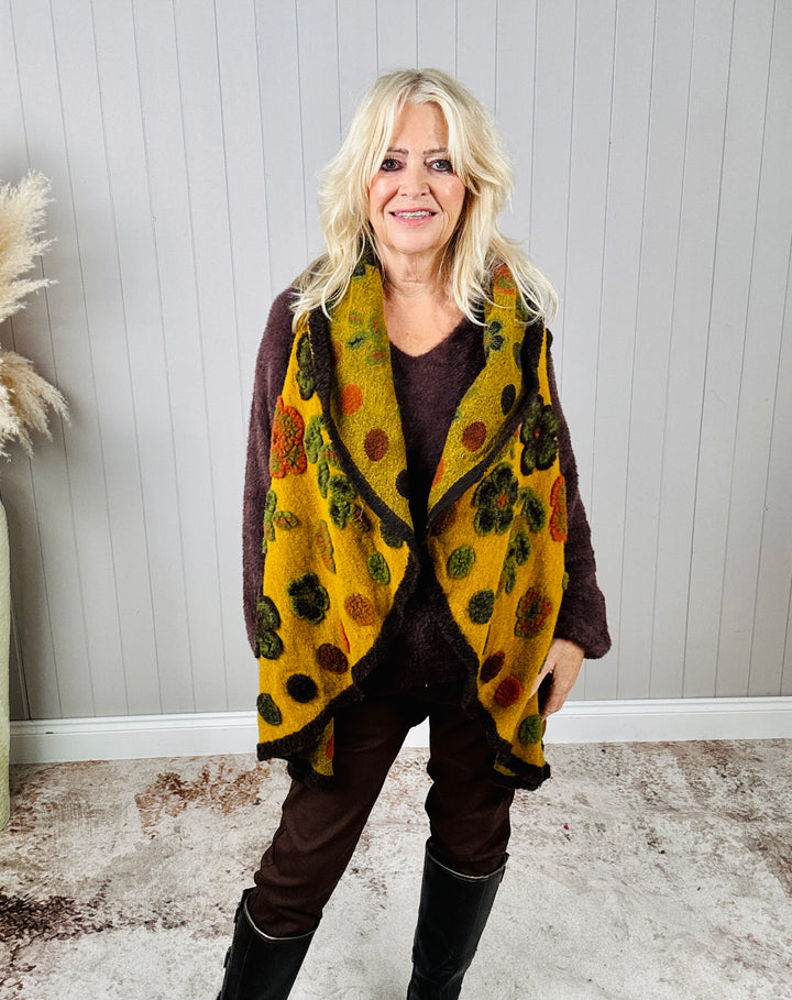 Aya Waterfall Waistcoat Mustard