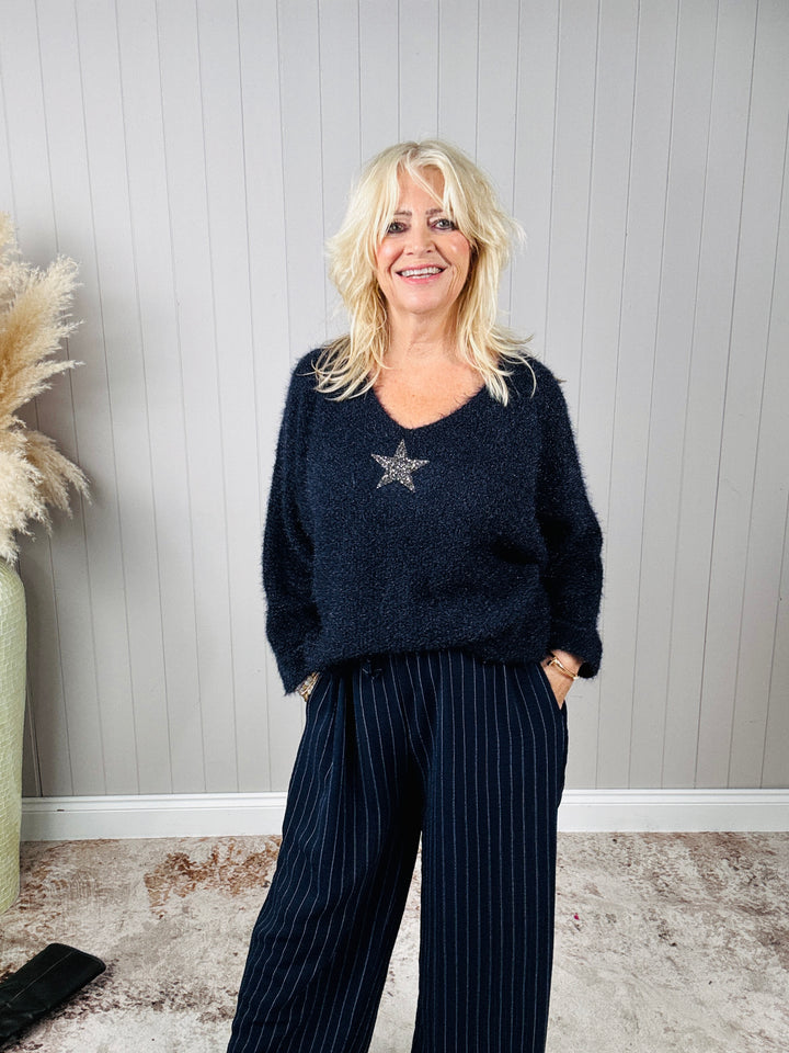 Avery Pinstripe Trousers Navy