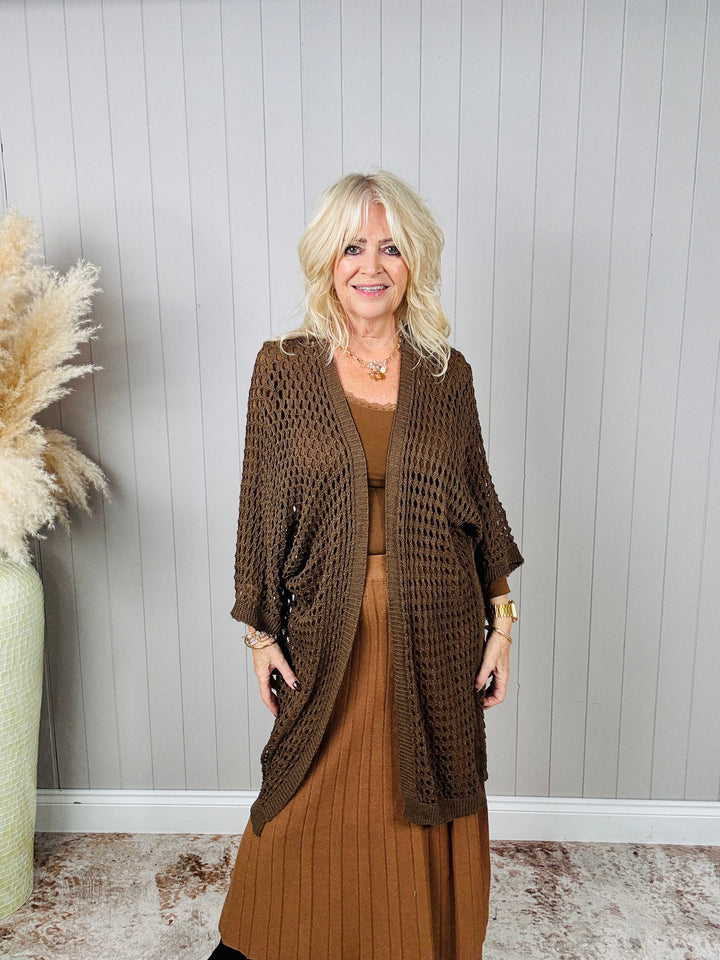 Catalina Open Knit Cardigan Cappuccino