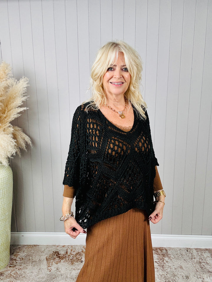 Orla Open Knit Top Black