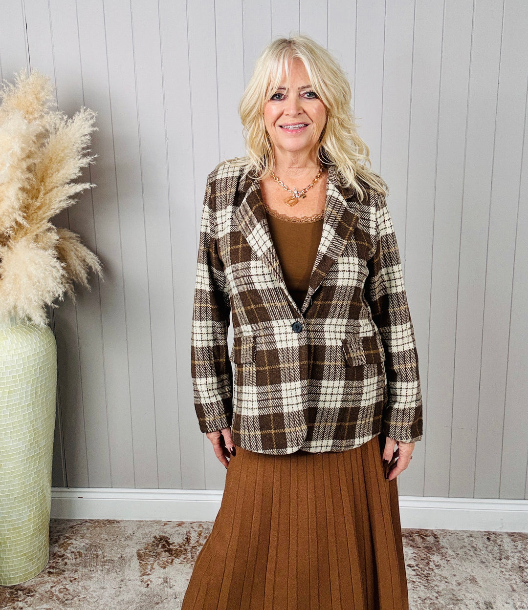 Sabina Checked Blazer Chocolate