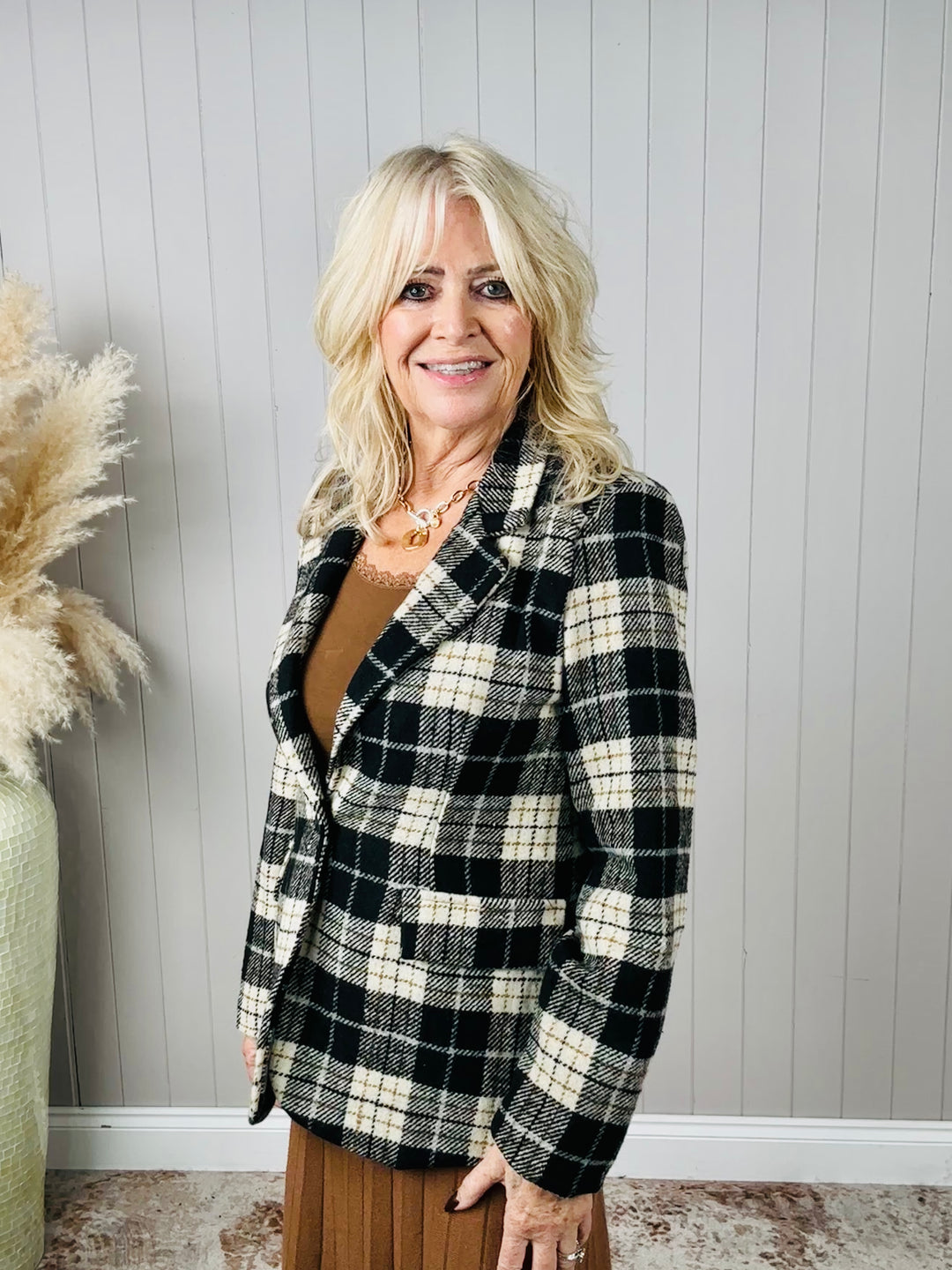 Sabina Checked Blazer Black