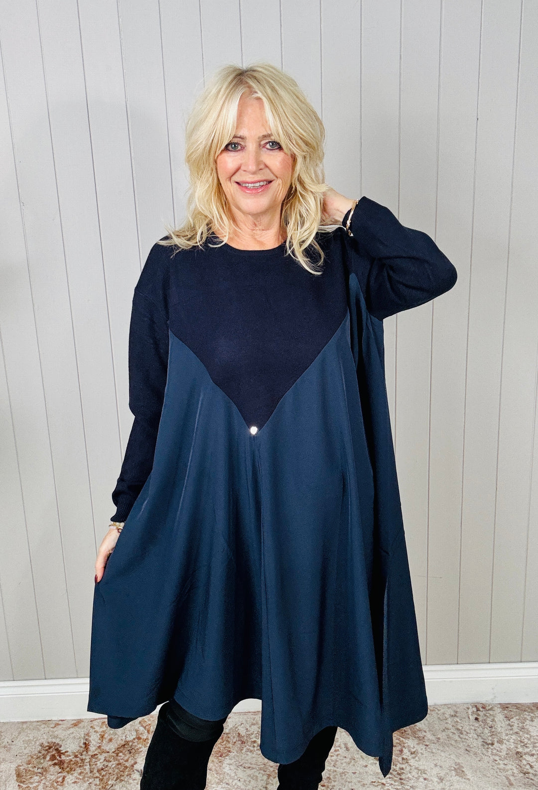 Annika Asymmetric Tunic Navy