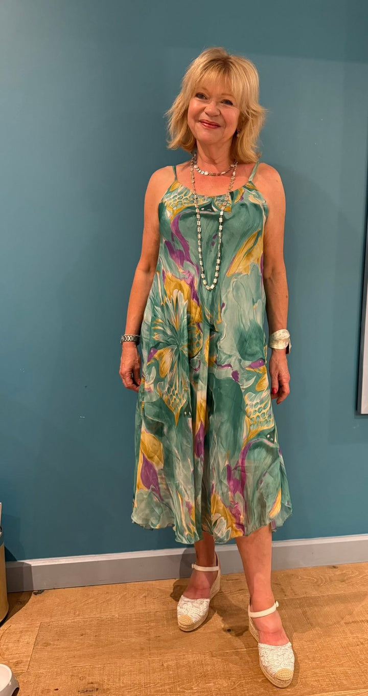 Willow Watercolour Dress Green