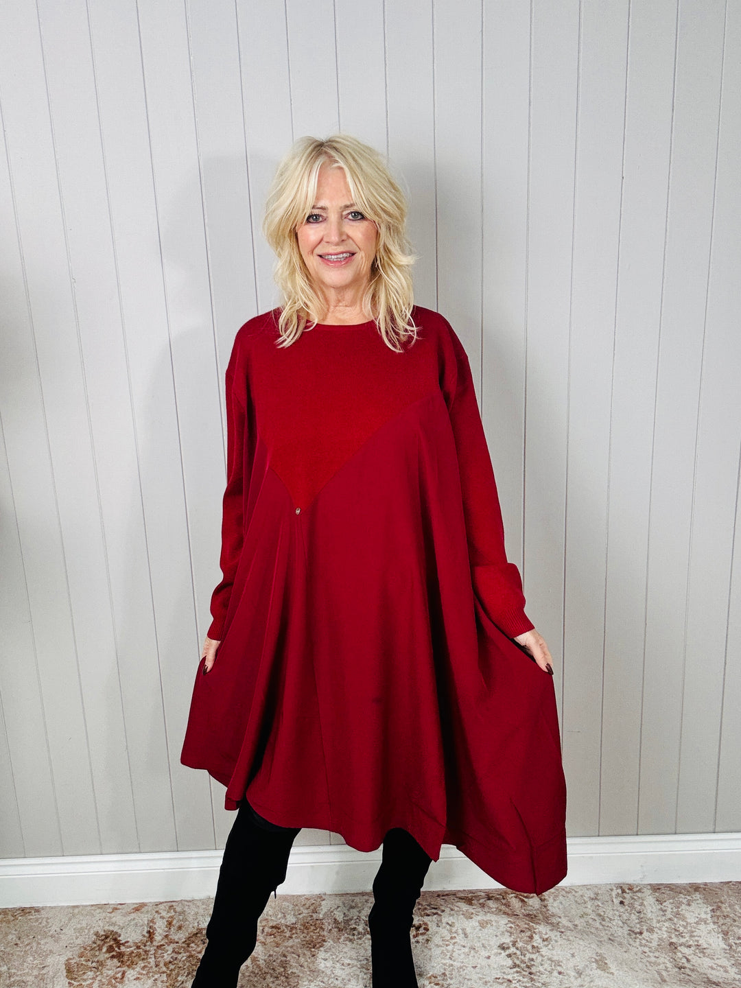 Annika Asymmetric Tunic Red