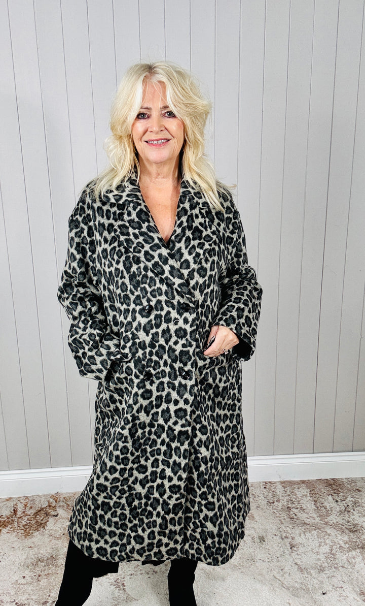 Lauretta Leopard Coat Grey