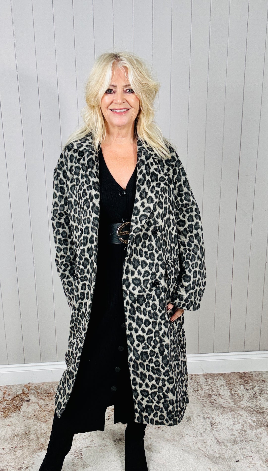 Lauretta Leopard Coat Grey