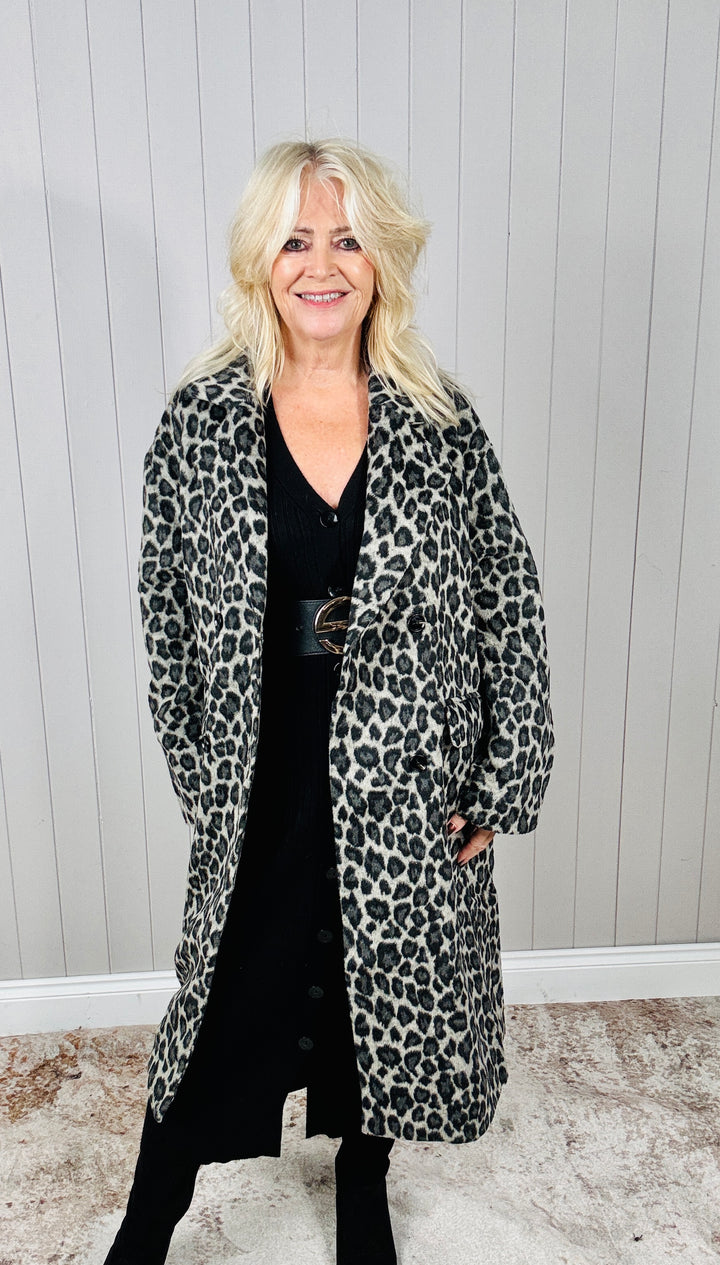 Lauretta Leopard Coat Grey
