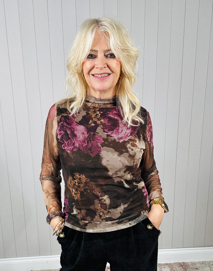 Regina Rose Mesh Top Chocolate