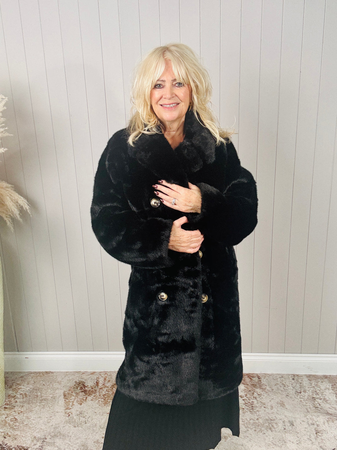 Agatha Faux Fur Coat Black
